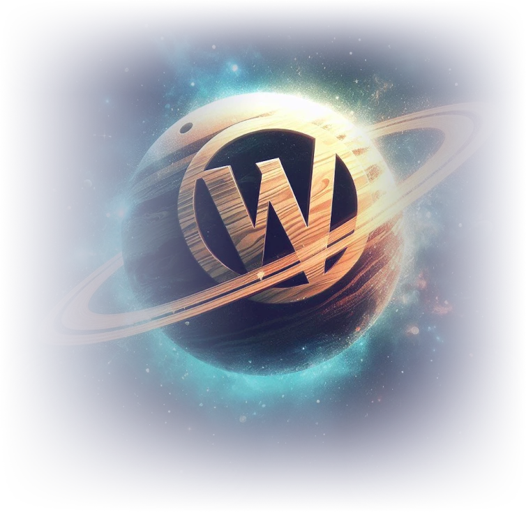 logo wordpress sur saturne de la page hebergement