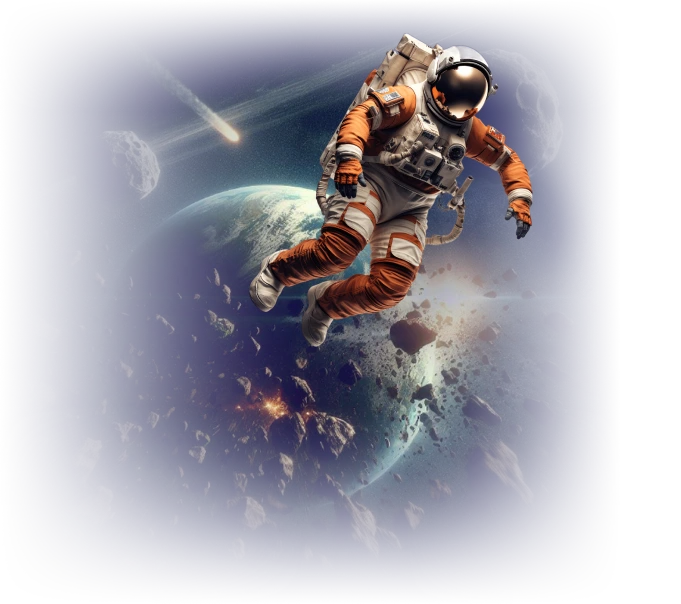 astronaute flottant dans l'espace de la page agence