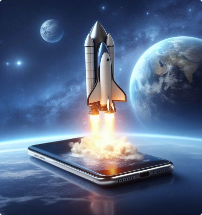 smartphone fesant décollé une fusée de la page prestashop 