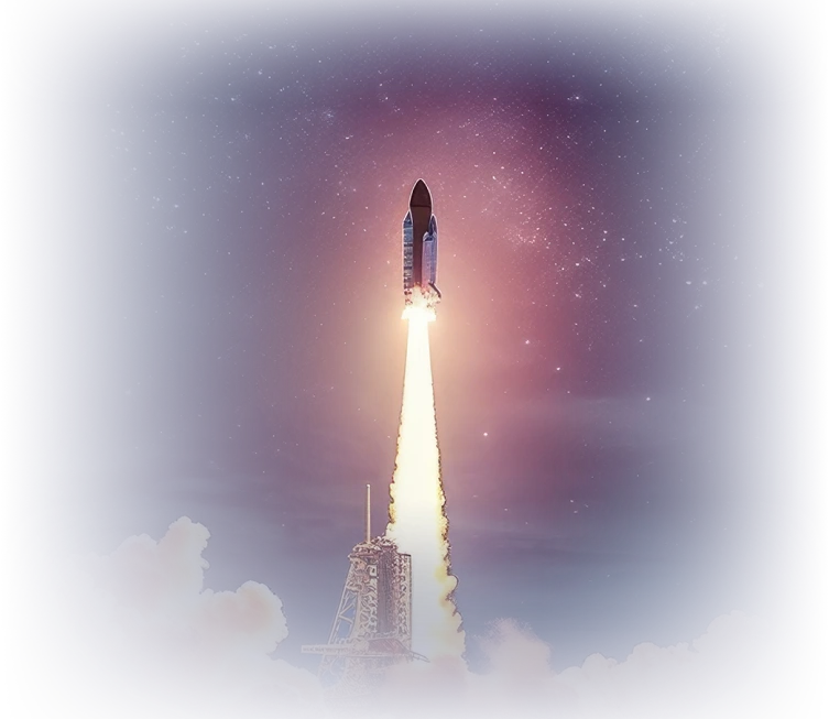 fusée qui décolle de la page site internet