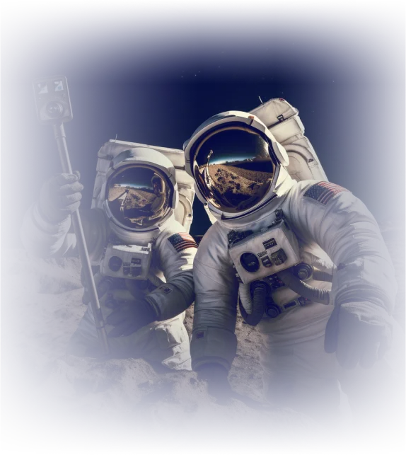 deux astronaute prenant une photos de la page vitrine