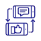 icône d'interraction entre deux téléphones de la page vitrine
